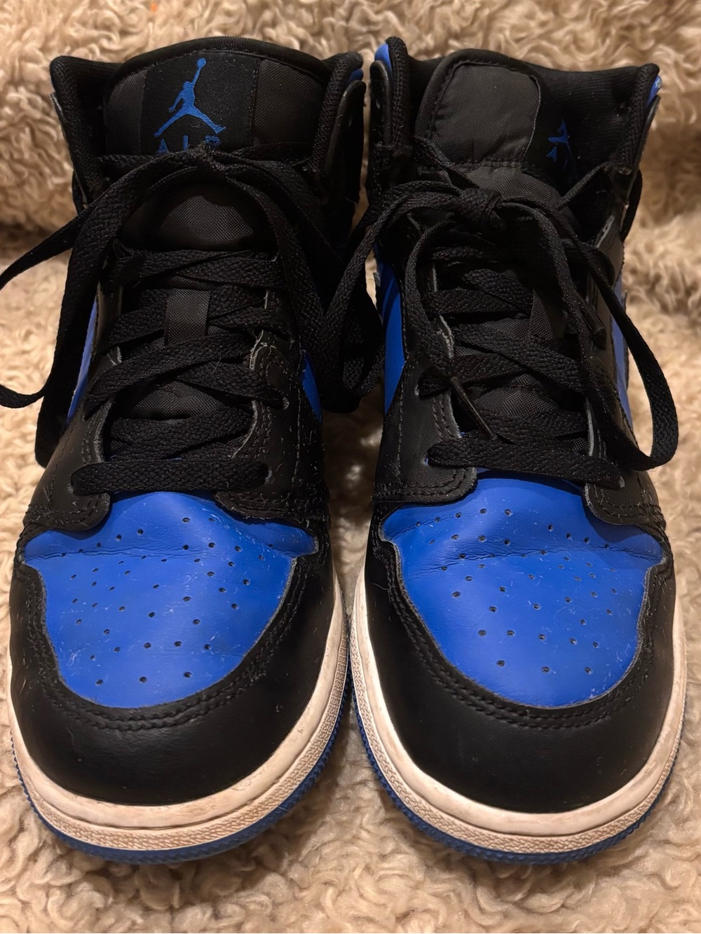 Jordan Kids Black and Royal Blue High-Top Sneakers